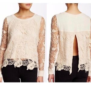 Free People Cream Lace Blouse